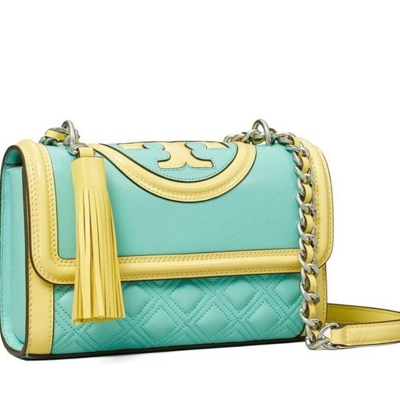 Tory Burch Fleming Small Patent Border Convertible Shoulder Bag - Picture 1 of 8
